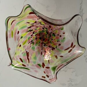 Artisan Swirl Glass Bowl - Pink, Green, Red